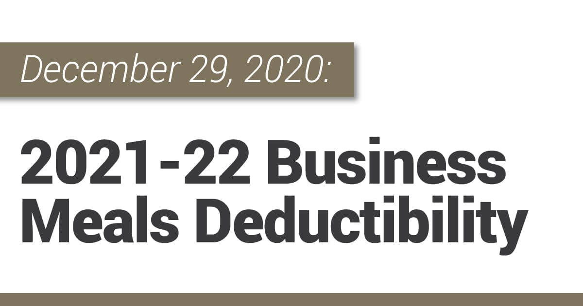 2021-22  Business Meals Deductibility