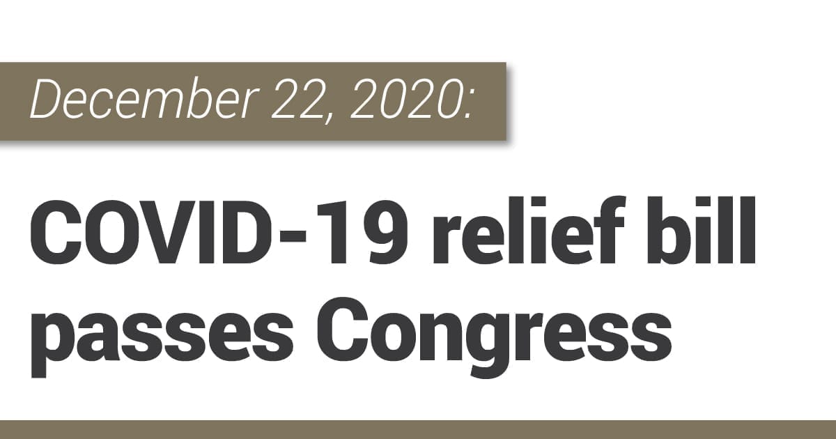 COVID-19 relief bill passes Congress